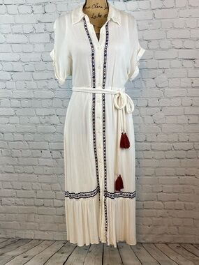 Sonoma Gods for Life + Now & Gen Embroidered Midi Ivory Shirtdress